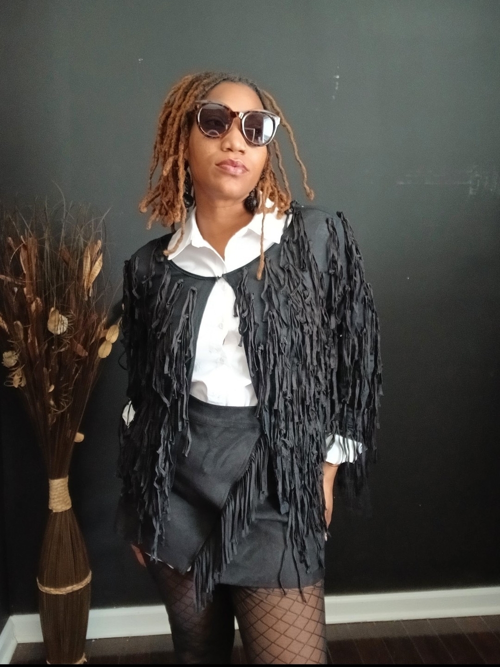 Black Fringe Women's Jacket - Stylish Layering Piece